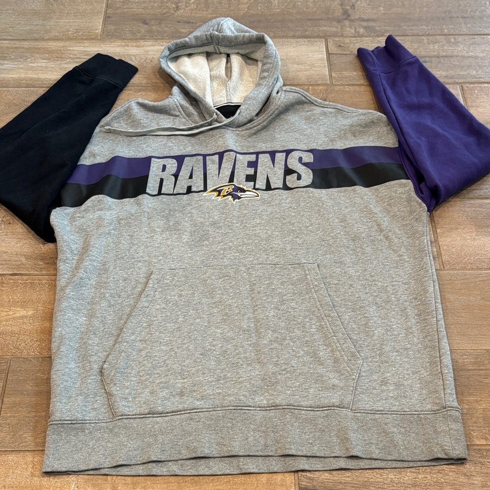 Nike Baltimore Ravens NFL Pullover Hoodie Gray Purple Mens XL